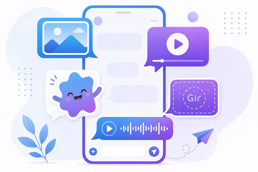 berbagi media, video, dan stiker di Telegram