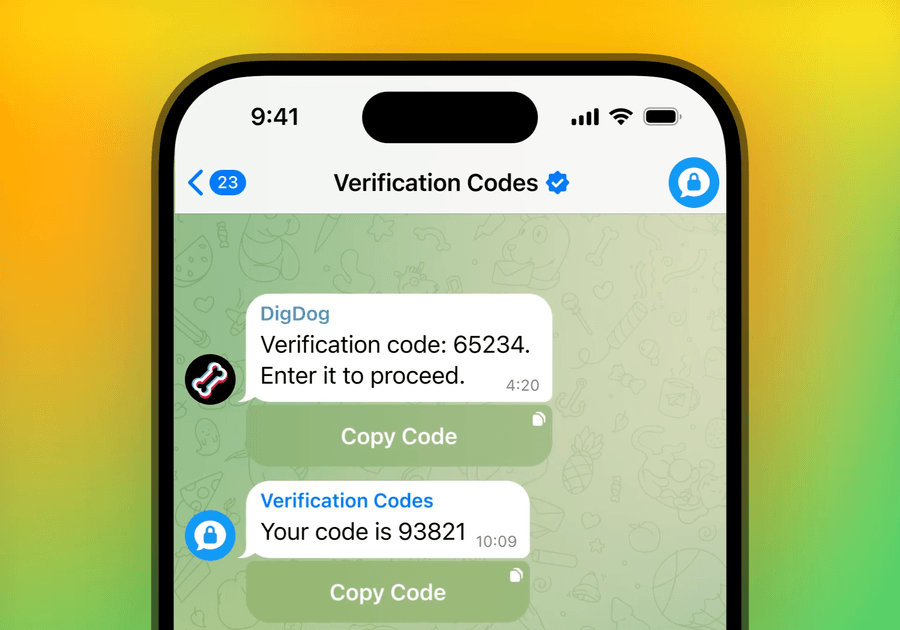 pesan kode verifikasi terenkripsi di Telegram