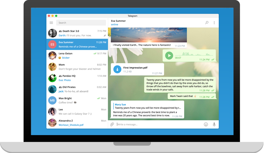 tampilan Telegram Desktop untuk Windows