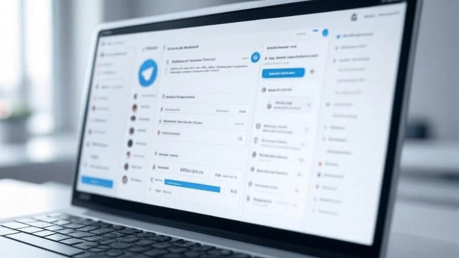 Telegram digunakan di laptop untuk bekerja